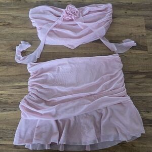 Elegant Pink Strapless Intimate Set